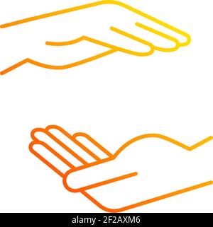 Two hands holding something gradient linear vector icon Stock Vector