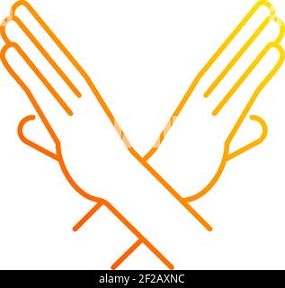 Crossed arms stop gesture gradient linear vector icon Stock Vector