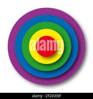 Background with concentric colored circular cylindrical shapes, 3d effect. Stock Photo
