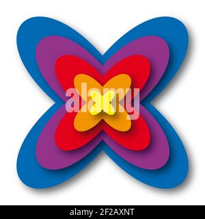 Vector geometric illustration background with central focus, similar to flower. Stock Photo