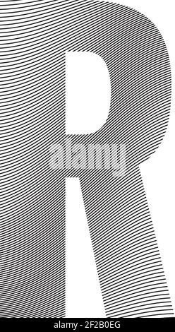 Decorative capital letter R with stripes. Can be used for logos, drop caps and any other graphic designs layouts Stock Vector