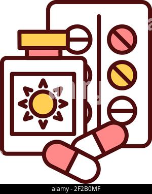 Sun-sensitizing drugs RGB color icon Stock Vector