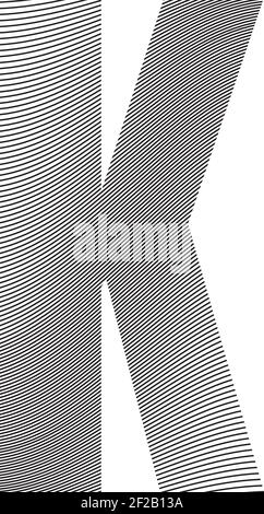 Decorative capital letter K with stripes. Can be used for logos, drop caps and any other graphic designs layouts Stock Vector