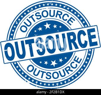 outsource retro round grunge vintage ribbon stamp Stock Vector