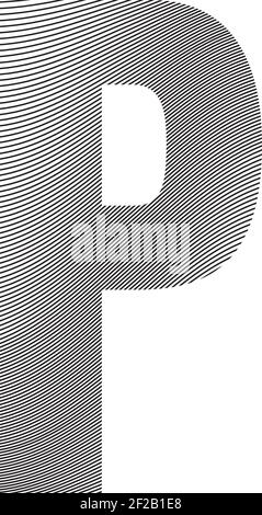 Decorative capital letter P with stripes. Can be used for logos, drop caps and any other graphic designs layouts Stock Vector