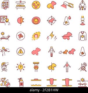 Skin cancer RGB color icons set Stock Vector