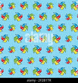 Background with pinwheels. Vector illustration with repeating pattern seamless. Stock Vector