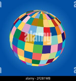 Globe with colorful rectangular faces Stock Vector