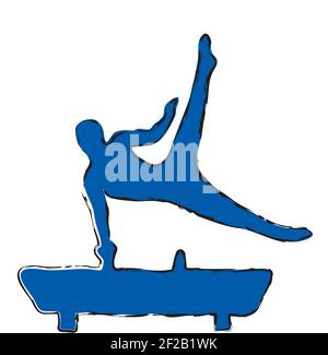 Gymnastics, a man on the horse with handles Stock Vector