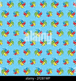 Background with pinwheels. Vector illustration with repeating pattern seamless. Stock Vector