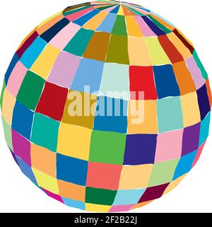 Globe with colorful rectangular faces Stock Vector