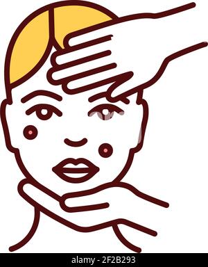Dermatology Examination of Woman Skin Line Icon. Checkup of Boy Skin ...