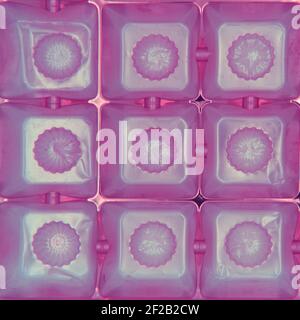 Background of an empty pink candy container in the shape of a square Stock Photo