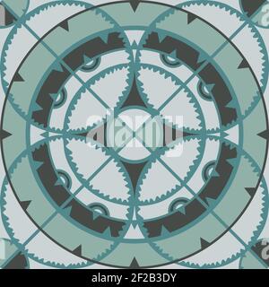 Seamless vector pattern mosaic circles. Blue texture with discs. Abstract background. Stock Vector