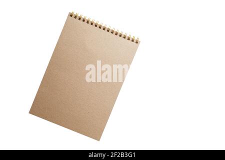 Blank notebook with notice paper isolated on white background cutout Stock Photo