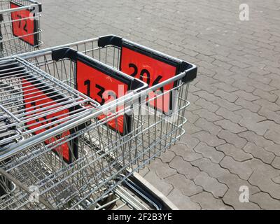 shopping carts, Coronavirus Protection and prevent measures, photo Stock Photo