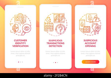 Banking security measures onboarding mobile app page screen with concepts Stock Vector