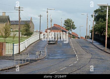 BELFAST, UNITED KINGDOM - JUNE 1972. Suspect Vehicle in Ballymurphy, West Belfast during The Troubles, Northern Ireland, 1970s Stock Photo