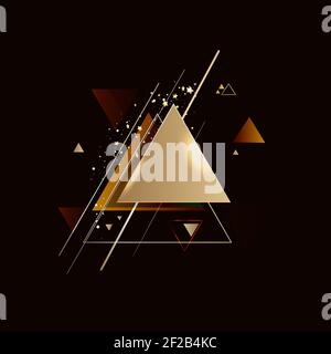 Abstract golden geometric background with triangles. Stock Vector