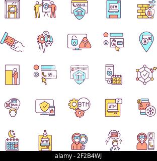 Banking security RGB color icons set Stock Vector