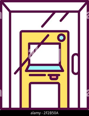 Functioning locked door yellow RGB color icon Stock Vector