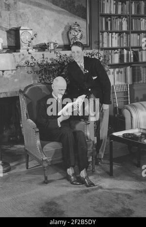 King Harald of Norway. Pictured when being crown prince together with his grandfather King Håkon VII on the day of his 80th birthday august 3 1952. Stock Photo