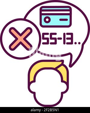 Loss and recovery card number RGB color icon Stock Vector