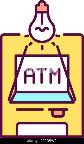 Sufficient lighting near atm RGB color icon Stock Vector