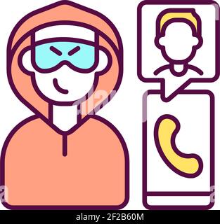 Phone scammers RGB color icon Stock Vector