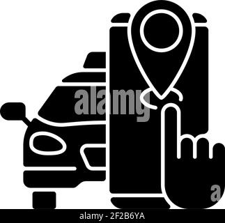 Taxi tracker black glyph icon Stock Vector