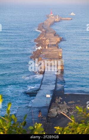 Taiwan, Kaohsiung, View of Cijin pier Stock Photo