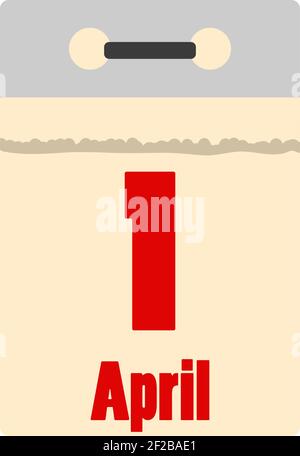 April Fool's Day Icon. Calendar with 1 April Date. Flat Color Design. Vector Illustration. Stock Vector