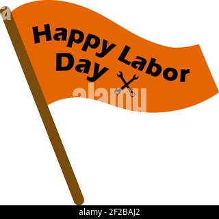 Labor Day Icon. Banner and wrenches. Flat Color Design. Vector Illustration. Stock Vector