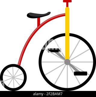 April Fool's Day Icon. Clowns bike. Flat Color Design. Vector Illustration. Stock Vector