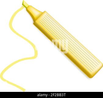 Vector Yellow Highlighter Pen isolated on white Stock Vector
