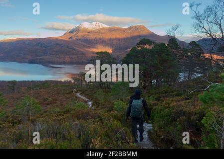 Hiking in Beinn Eighe national nature reserve, Wester Ross Stock Photo