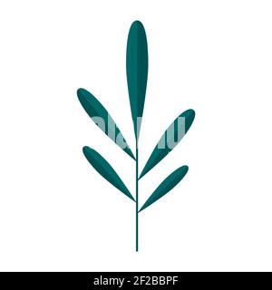 Simple minimalistic green branch of tree with leaves. Floral collection of elegant plants for seasonal decoration . Stylized icons of botany. Stock ve Stock Vector