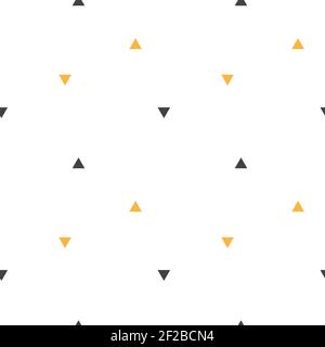 Abstract geometrical seamless scandinavian pattern. Vector triangle ornament with orange and black colors. Simple texture for nordic baby wallpaper Stock Vector
