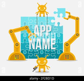 Building app or site from idea to realization. Web mobile business, vector illustration Stock Vector