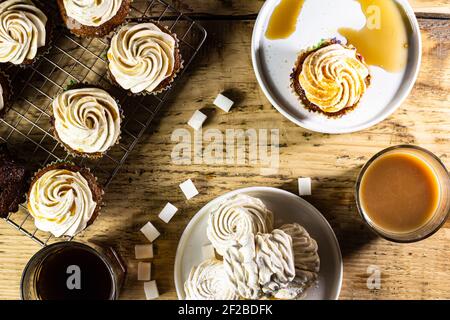 Cupcake on a dessert table background. Stock Photo