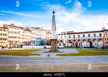 Piazza Santa Maria Novella and its obelisk, in Florence, Tuscany in Italy Stock Photo