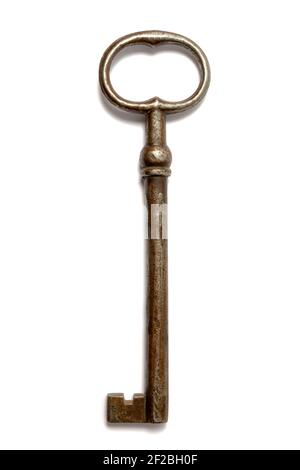Old key on white background Stock Photo