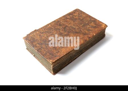 Old brown book on white background Stock Photo