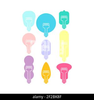 Retro light bulb set. vintage lightbulb vector illustration Stock Vector