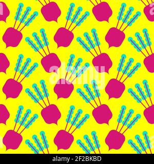 Beet cartoon pattern seamless. Beetroot natural Vegetable background Stock Vector