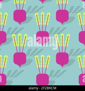 Beet cartoon pattern seamless. Beetroot natural Vegetable background Stock Vector