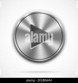 Vector realistic metallic Play Button with highlights on white. EPS10 opacity Stock Vector