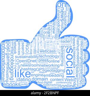 Social tags cloud in raised up thumb Stock Vector