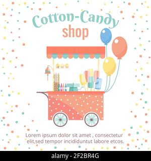 Cotton candy trolley street shop cartoon Stock Vector Image & Art - Alamy