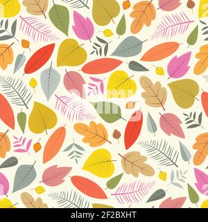 Ornate trendy seamless vector ditsy floral pattern design of exotic autumn color leaves. Artistic vector foliage background for printing and textile Stock Vector